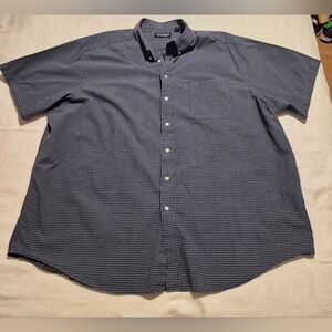 Roundtree & Yorke men's 4XT blue & white grid print short sleeve shirt, EUC
